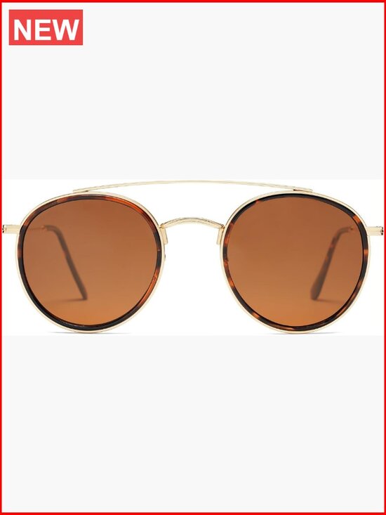 Retro Vintage Round Double Bridge Polarized Sunglasses Unisex main image 5